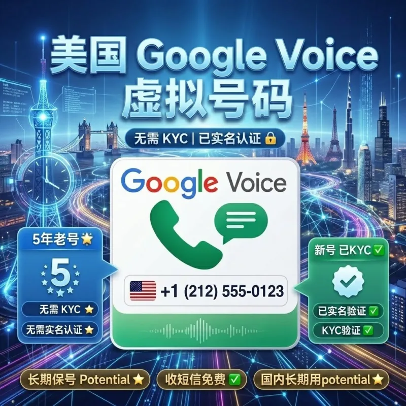 美国 Google Voice｜5年老号｜长期保号