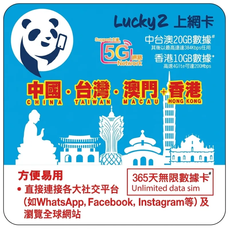 香港｜Lucky2｜20GB流量卡